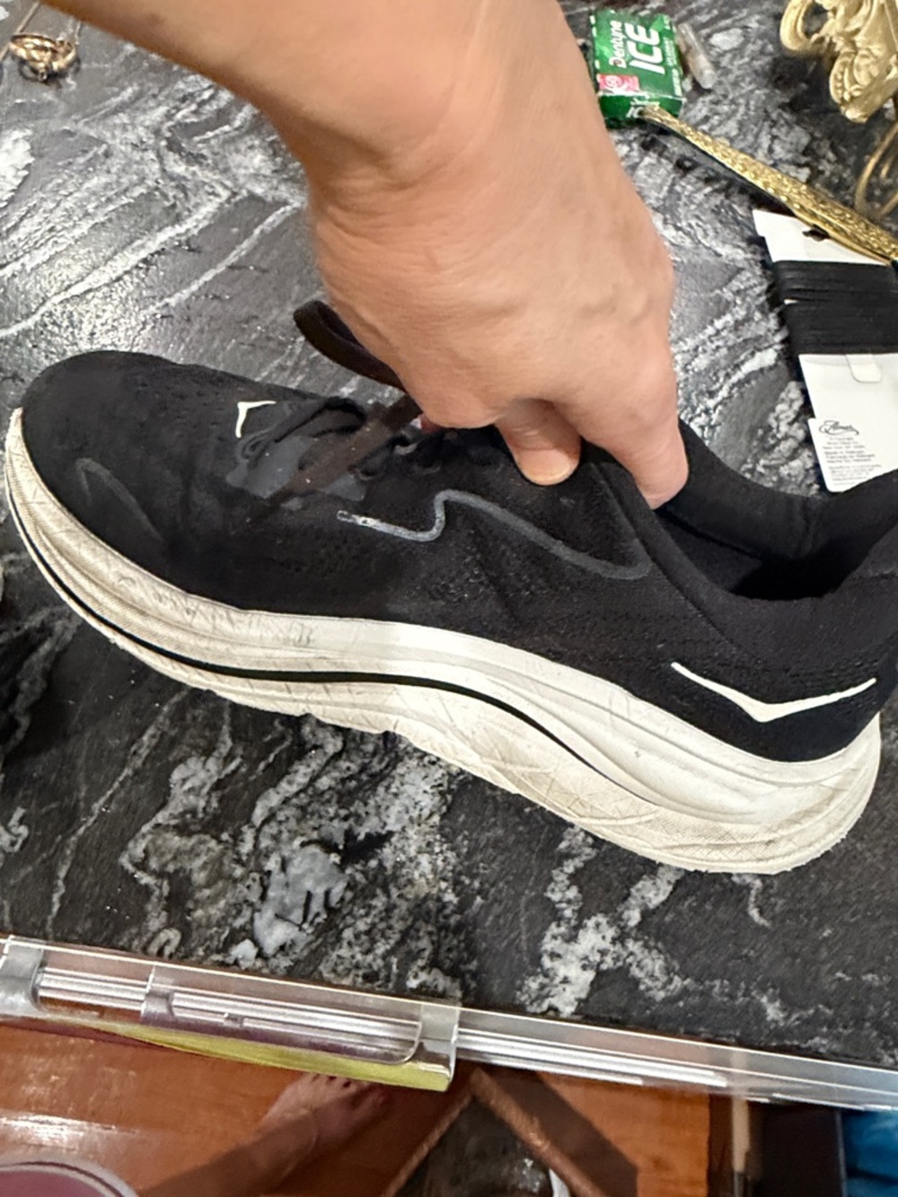 Hoka Men's Black and White Athletic Running Shoes - Picture 6 of 10